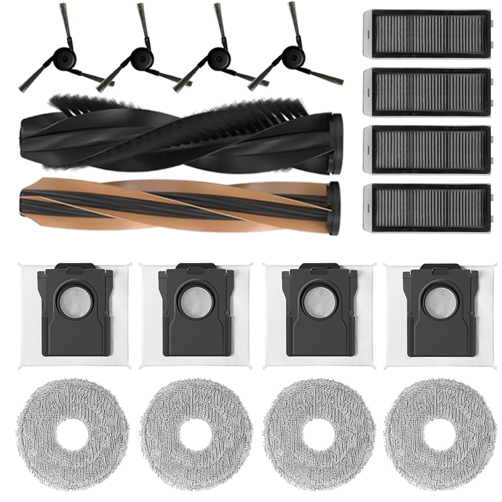 Zubehörset für Dreame X50 Ultra Complete/X50 Ultra/L50 Pro Ultra/X50 Master, L40s Ultra,Matrix10 Ultra,1 Hauptbürste,4 Filters, 4 Wischpad,4 Seitenbürsten,4 Staubbeutel Zubehör