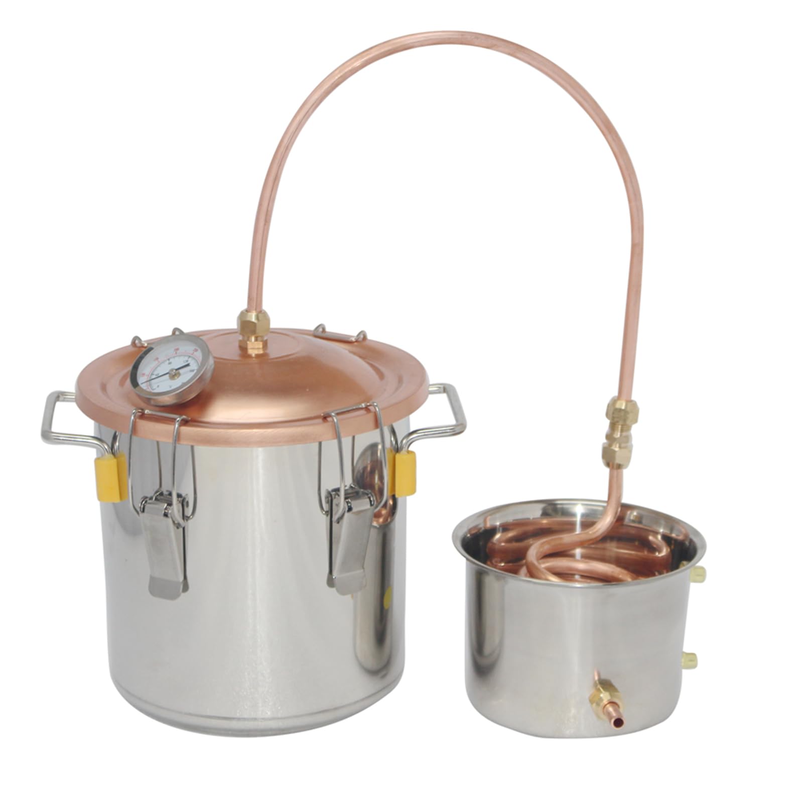 ANZAGA Distillatore Domestico con Tubo in Rame, Coperchio in Rame e termometro Incorporato
