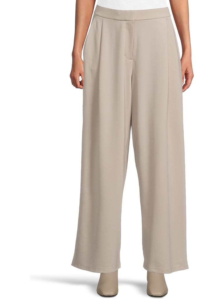 White Eileen Fisher Lightweight Ponte Pleat Front Pant