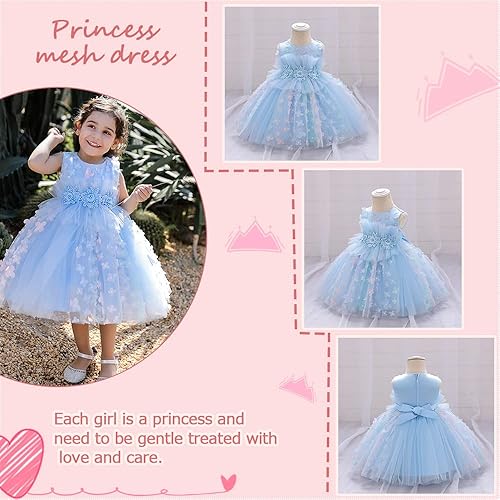 Miniatura 5 de Vestido de bebé de cumpleaños para niña de las flores, vintage, con volantes, para boda, sin mangas, con volantes de tul