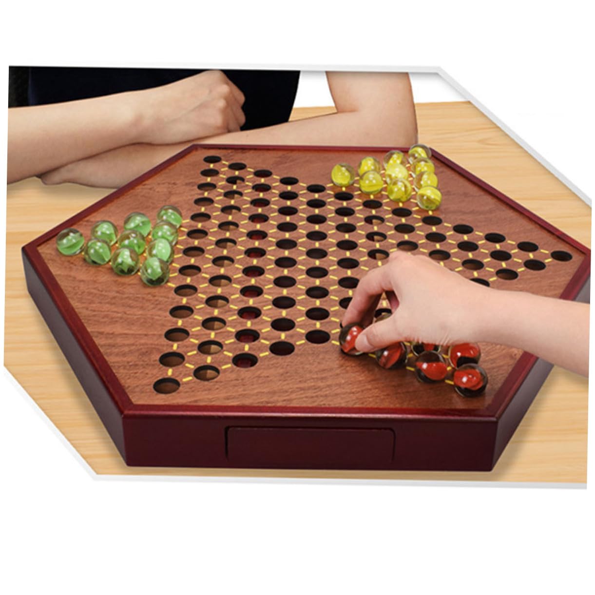 Damas Chinas 1 Set de Madera Tablero Hexagonal Marrón