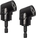 2Pcs 105 Adaptateur de perceuse à angle droit de degré, adaptateur de vissage à puissance de conduite avec 1/4-inch Hex Quick Change Drive, fixation de foret à angle pour le travail étroit Space(Noir)