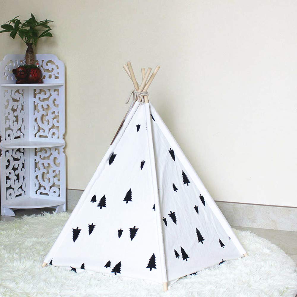 TentHome Tente Tipi pour Chiens Chiots Maison des Chats et Animaux de Compagnie Niche pour Chien Amovible et Lavable (sans Coussin), Pin Noir (L(7-15kg))