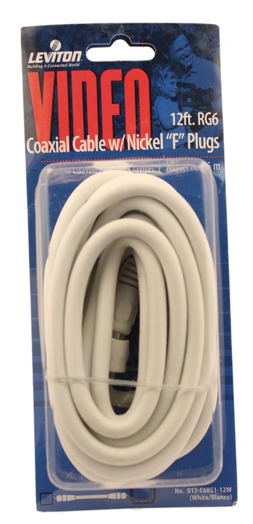 Câble coaxial RG6 Leviton C6851-12W plaqué nickel blanc