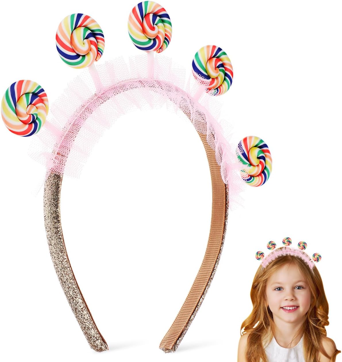 Ipetboom Lollipop Headband for Kids - Toddler Candy Hairband - Unisex Party Accessory - Headband for Birthdays and Daily Use