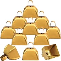 Vista 8 de Therwen Paquete de 12 campanas de metal para hacer ruido de vaca, con asa, de 3 pulgadas, campanas de percusión de mano a granel para eventos