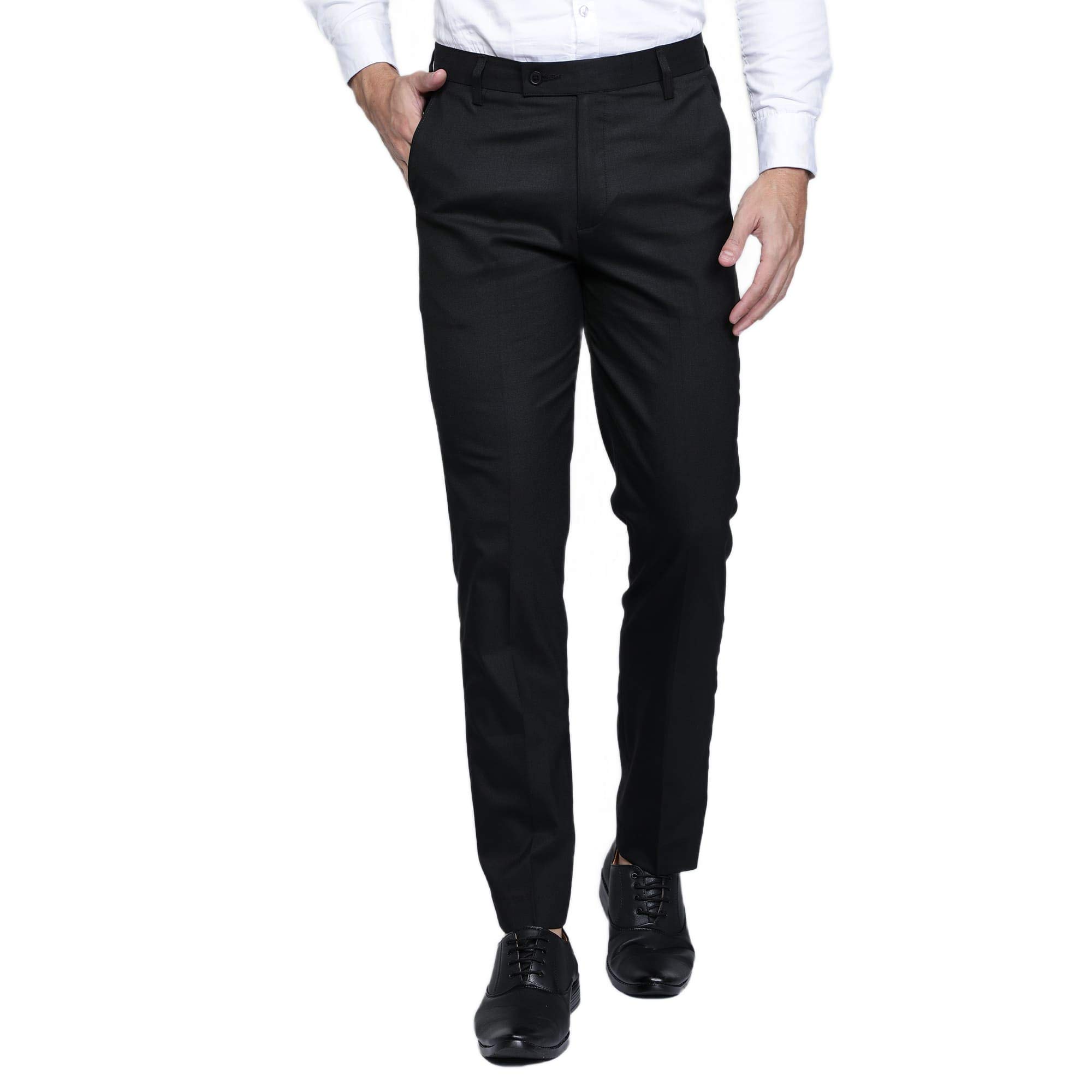 Haul ChicMen's Cotton Blend Solid Pattern Slim Fit Stretchable Formal Trouser