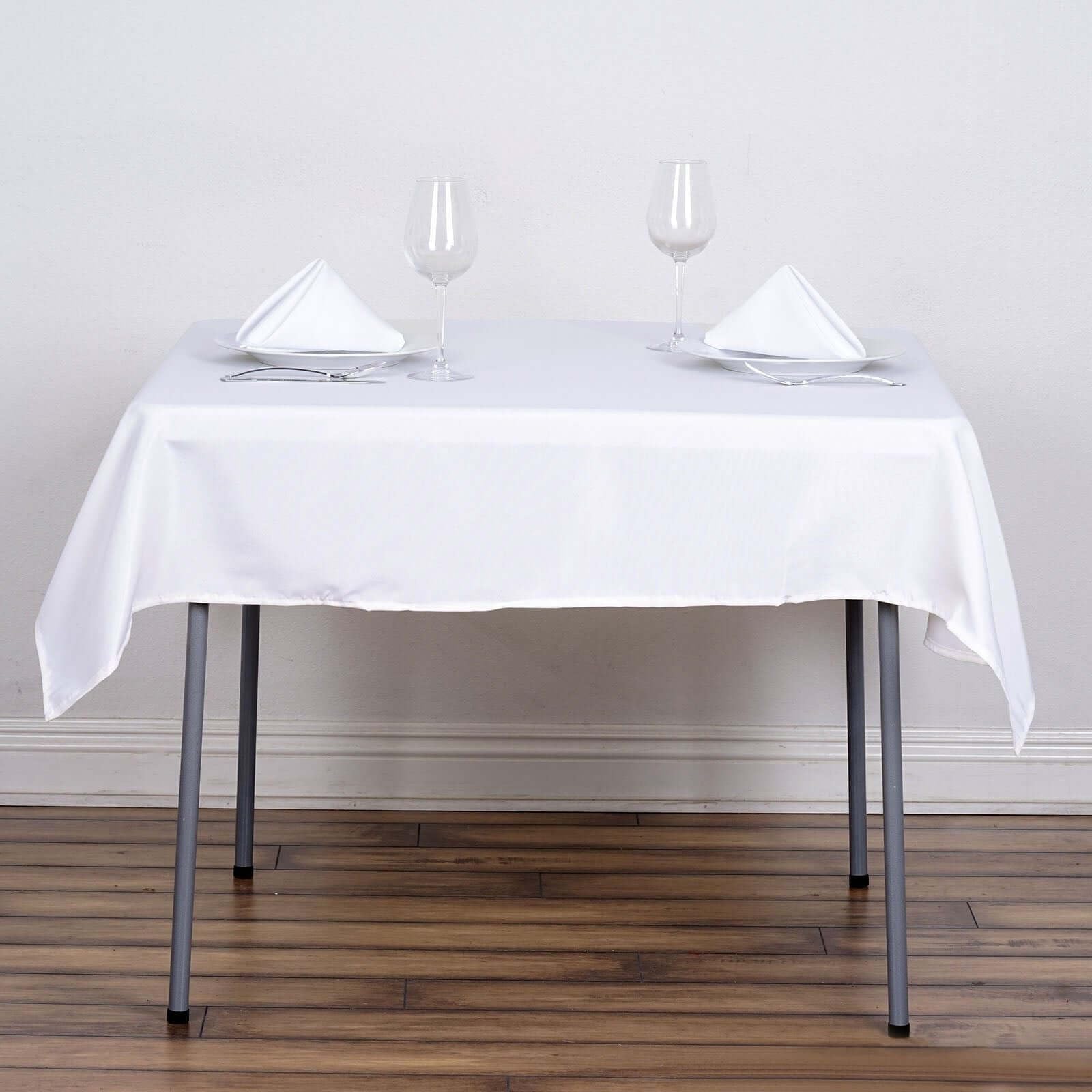 Efavormart 54x54 White Wholesale Linens Seamless Polyester Square Linen Tablecloth for Wedding Banquet Party Restaurant