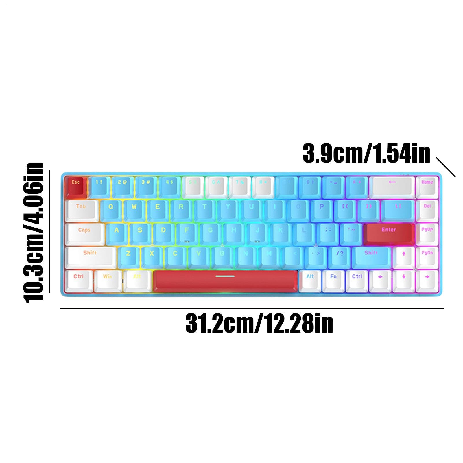 Teclado mecánico 60%, Teclado con Cable retroiluminado RGB, Compacto de 68 | teclas para laptop, escritorio, PC, teclas programables para escribir, oficina, estudio, 12.28 x 4.06 x 1.54 pulgadas