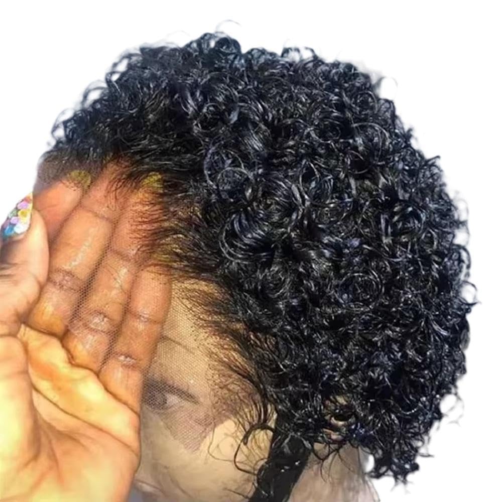 Haarpflege 13x1 Transparente Spitze Front Echthaar Perücke Kurze Lockige Bob Perücken Brasilianische Wasserwelle Für Frauen