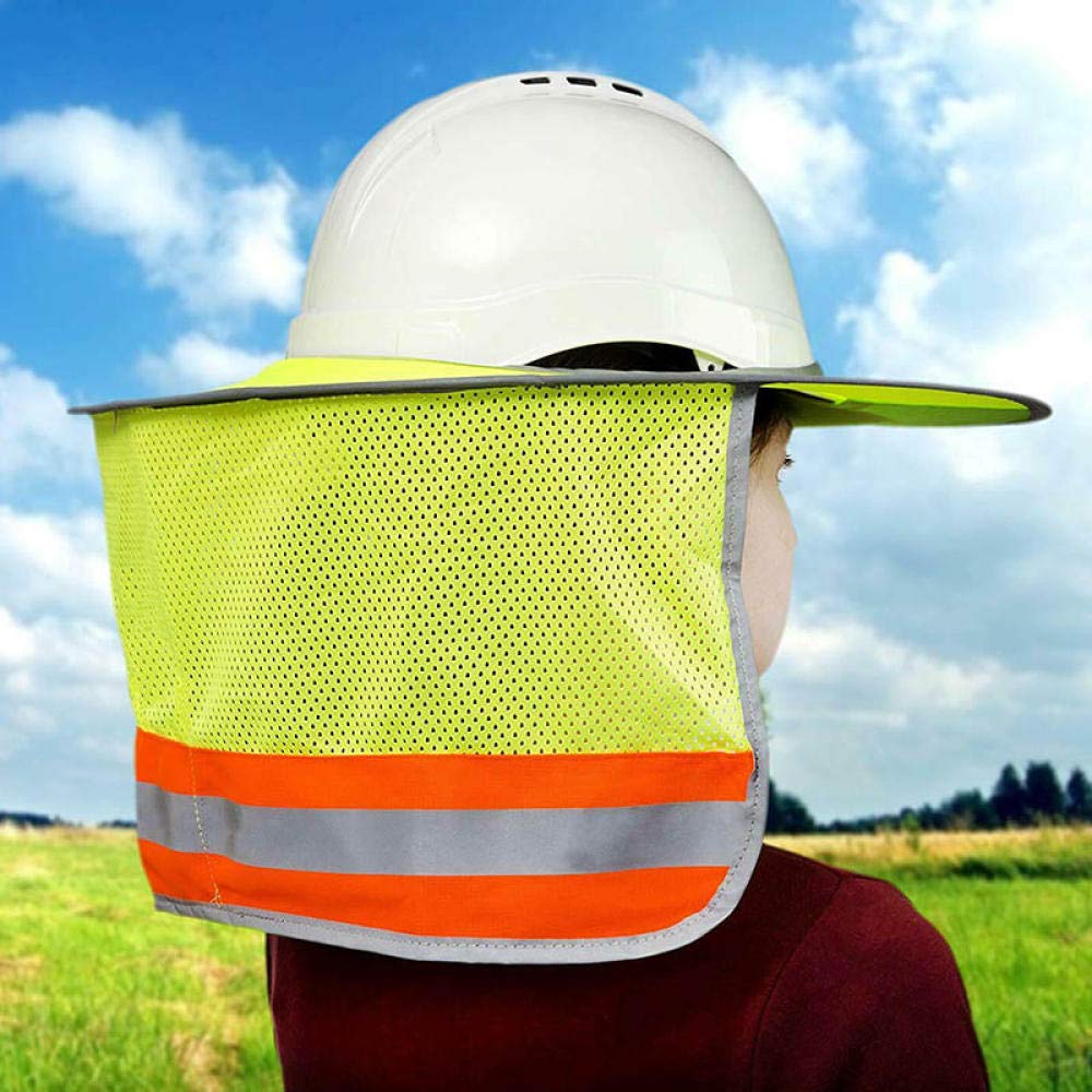 Sonnenschutz für Schutzhelm Hochsichtbarer, reflektierender Sonnenschutz-Nackenschutz mit Vollkrempe-GELB