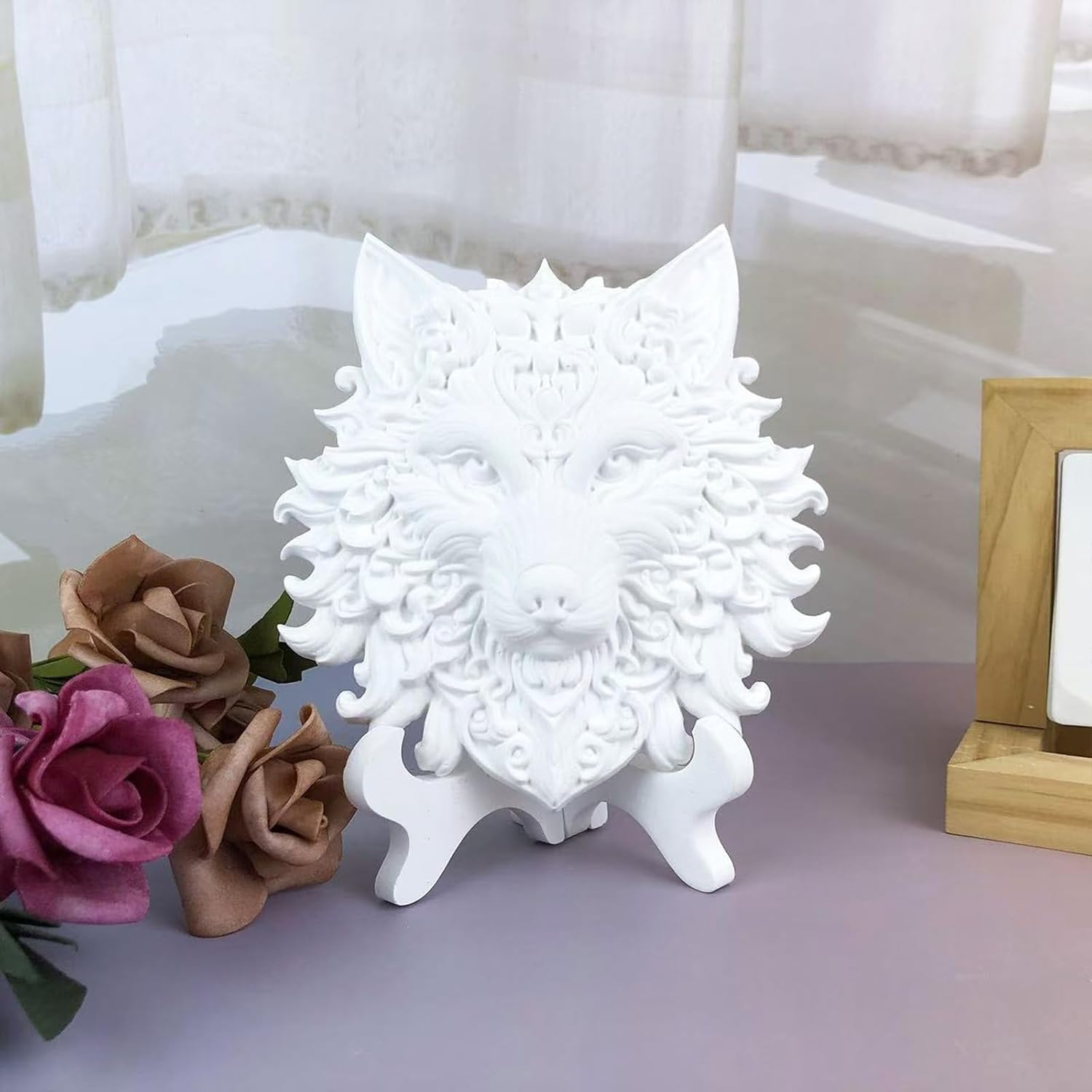Wolf Head Resin Molds 3D Animal Silicone Mold Wolf Epoxy Resin Molds Wall Hanging Resin Mold Wolf Head Silicone Molds for Resin Casting DIY Art Crafts Wall Door Decor