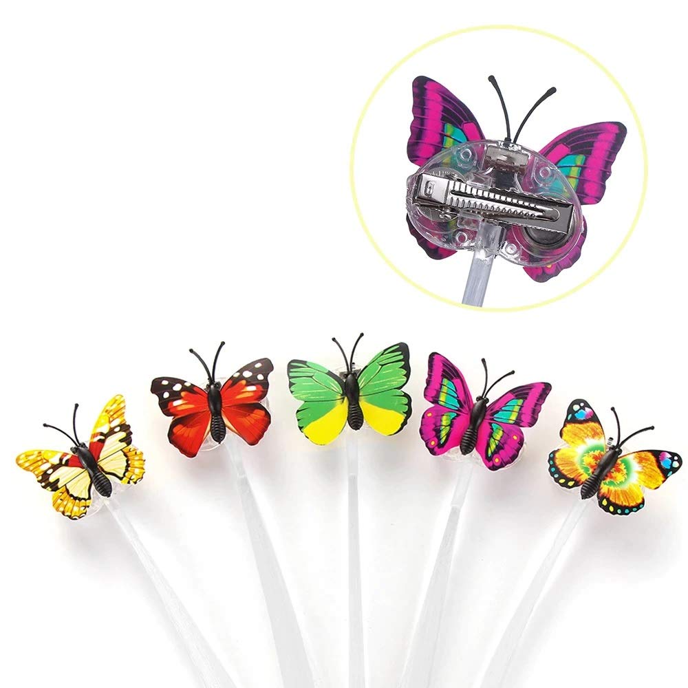 12 LED Flashing Butterfly Hair Pins | Party Favors for Girls and Women | Braided Fiber Optic Hairpin for Party Decoration (Multicolor)