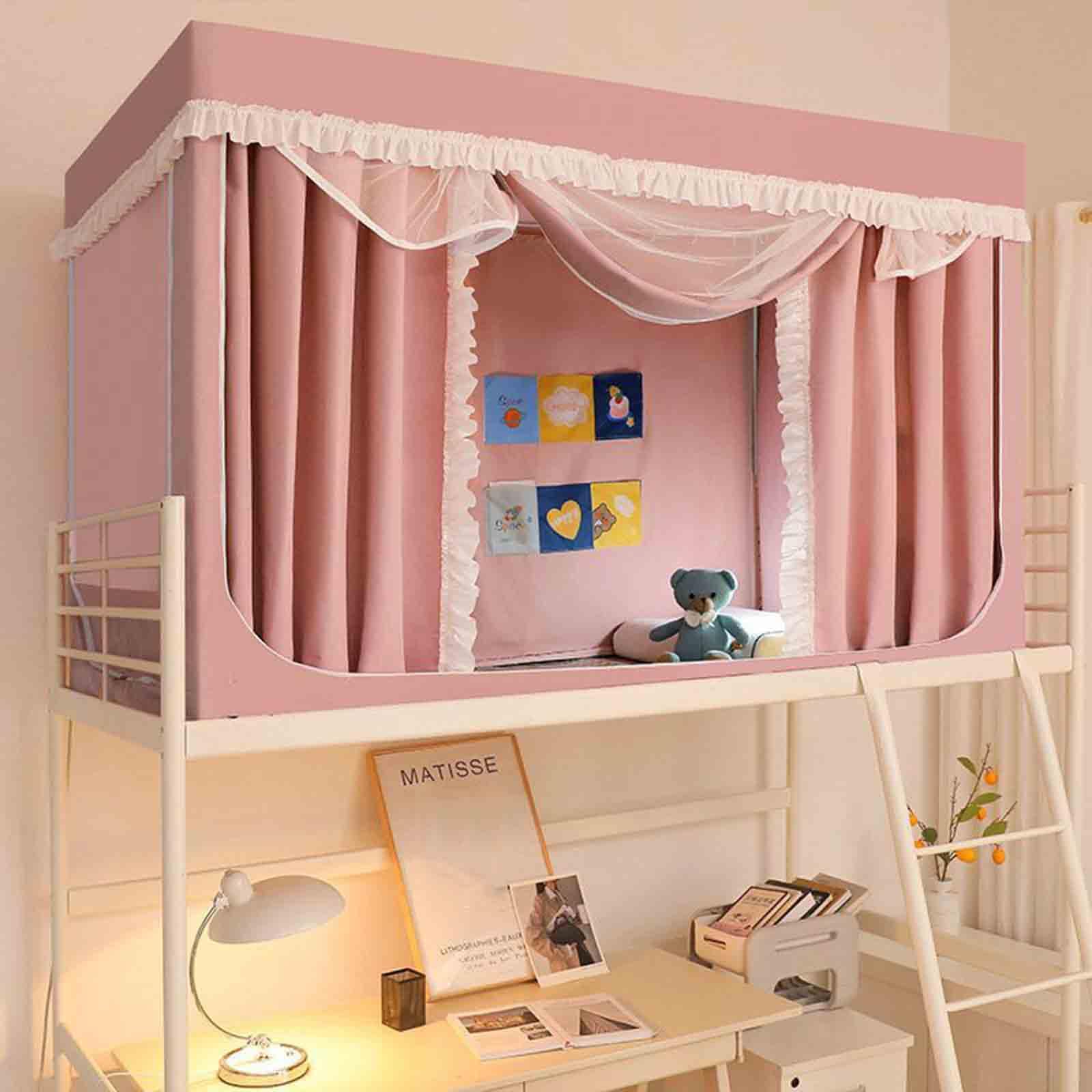 JUSHZ Zanzariera da Letto Zanzariere Universale con Telaio Zanzariera Letto Singolo Tende Oscuranti per Il Letto del Dormitorio Letti A Castello per Studenti Cerniera Bidirezionale (Pink,190x90x90cm)