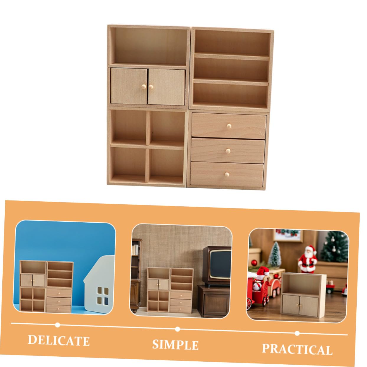 Muebles Miniatura para Casa de Muñecas 4 Piezas de Madera Beige