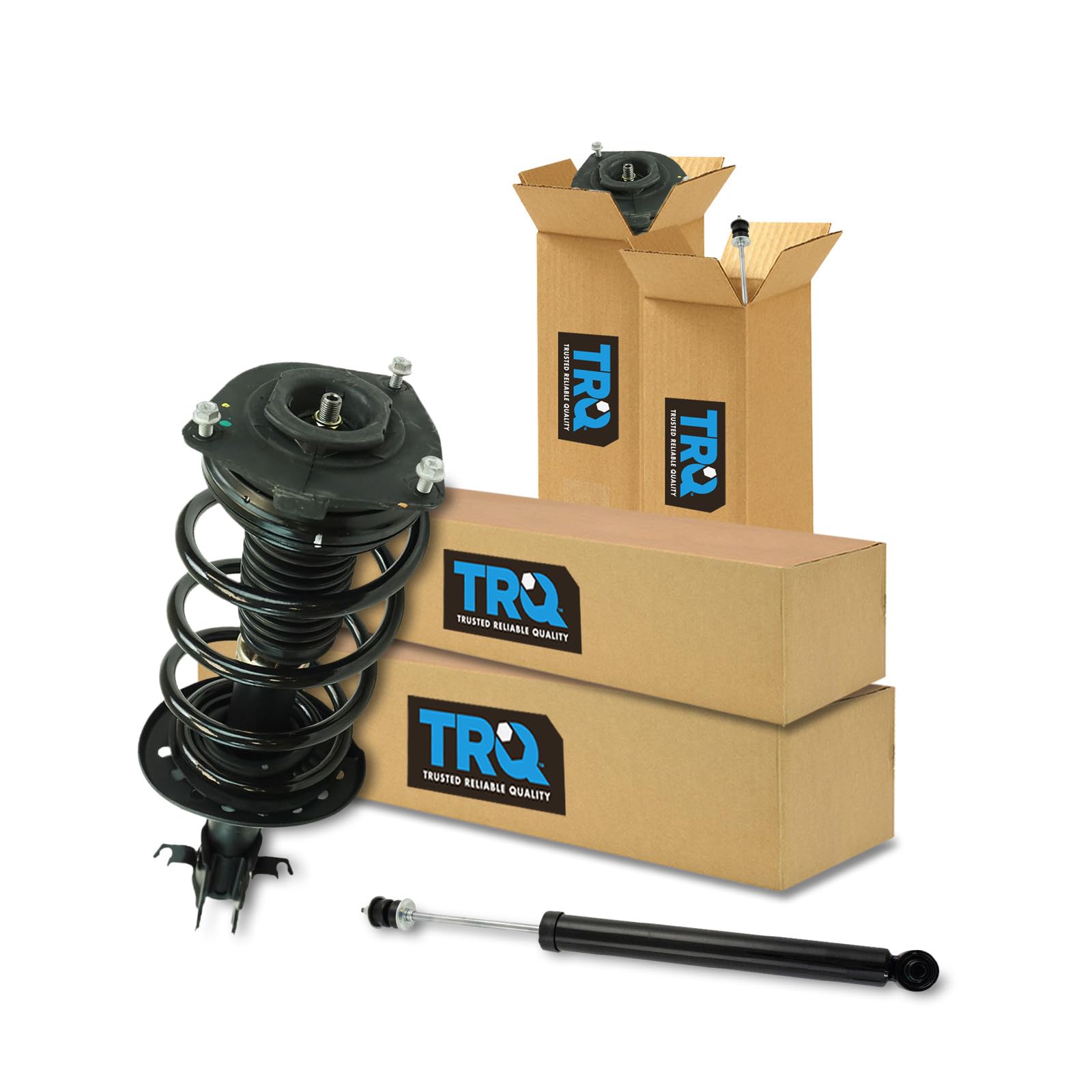 TRQ Front and Rear Complete Strut Assembly &amp; Shock Absorber Kit Complete Strut &amp; Coil Spring Assembly Compatible with 2011-2017 Nissan Juke
