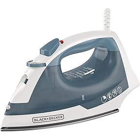 BLACK+DECKER Easy Steam Compact Iron with TrueGlide Nonstick Soleplate, Pivoting Cord, SmartSteam Technology