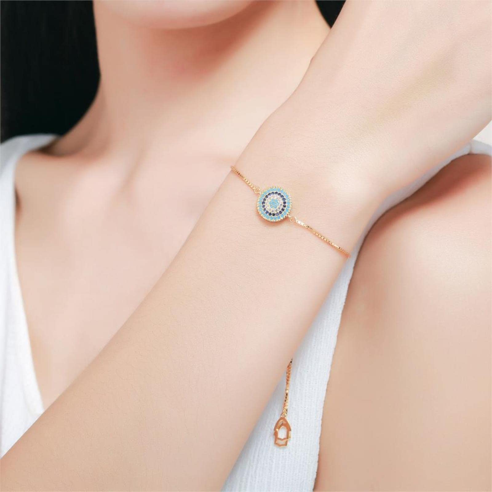 Pulsera De Plata De Ley 925 para Mujer, Joyería con Piedra Azul Cz, Abalorio De Mal De Ojo, Pulseras para Mujer, Turquía, Bohemio