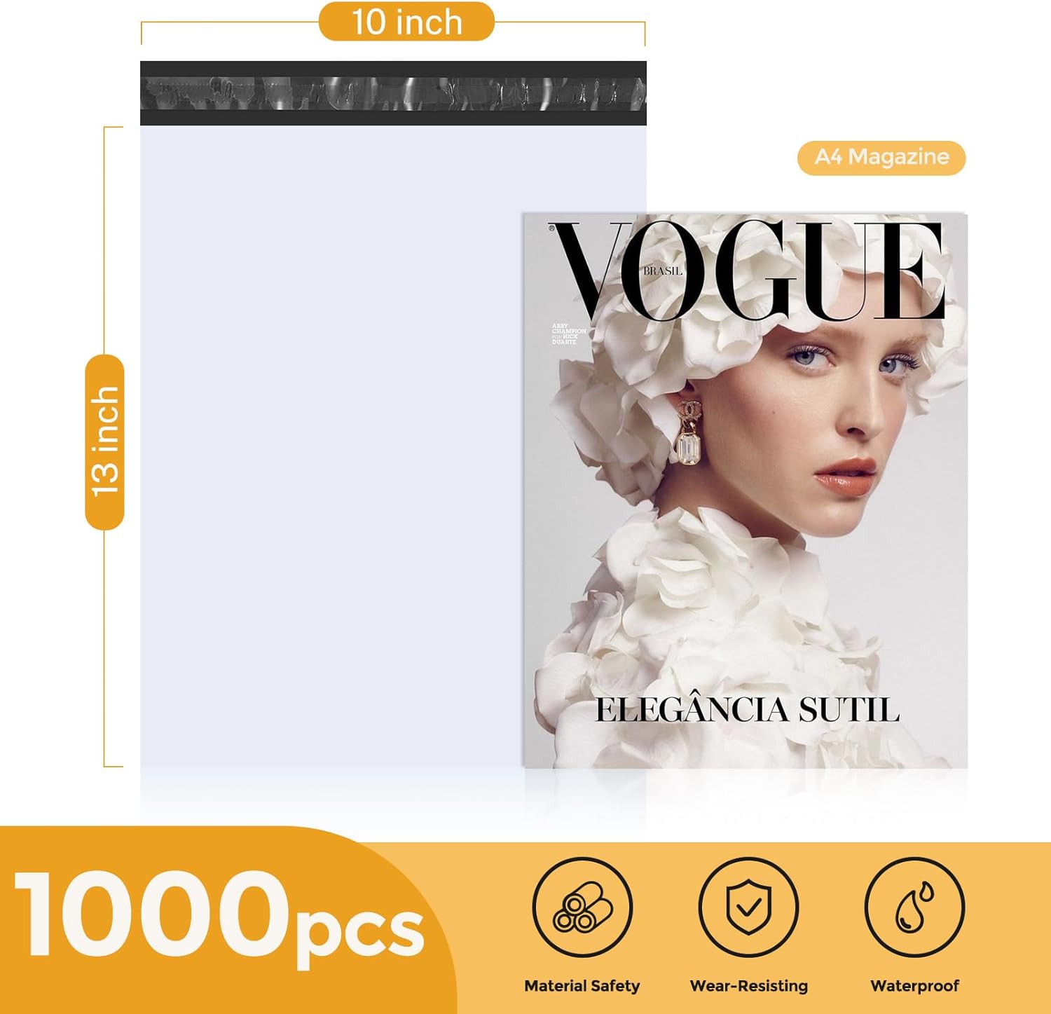 Metronic Poly Mailers 10X13 1000 Pack, Bulk Shipping Bags Heavy Duty Self Seal Waterproof Tear Weather Resistant Medium Mailing Envelopes, Packaging bags for Small Business, Boutique, Clothing, White - Image 3