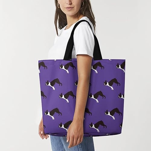 Miniatura 7 de Boston Terrier Dog Breed - Bolsa de mano para mujer, gran capacidad, para compras, comestibles, reutilizable, para viajes, picnic