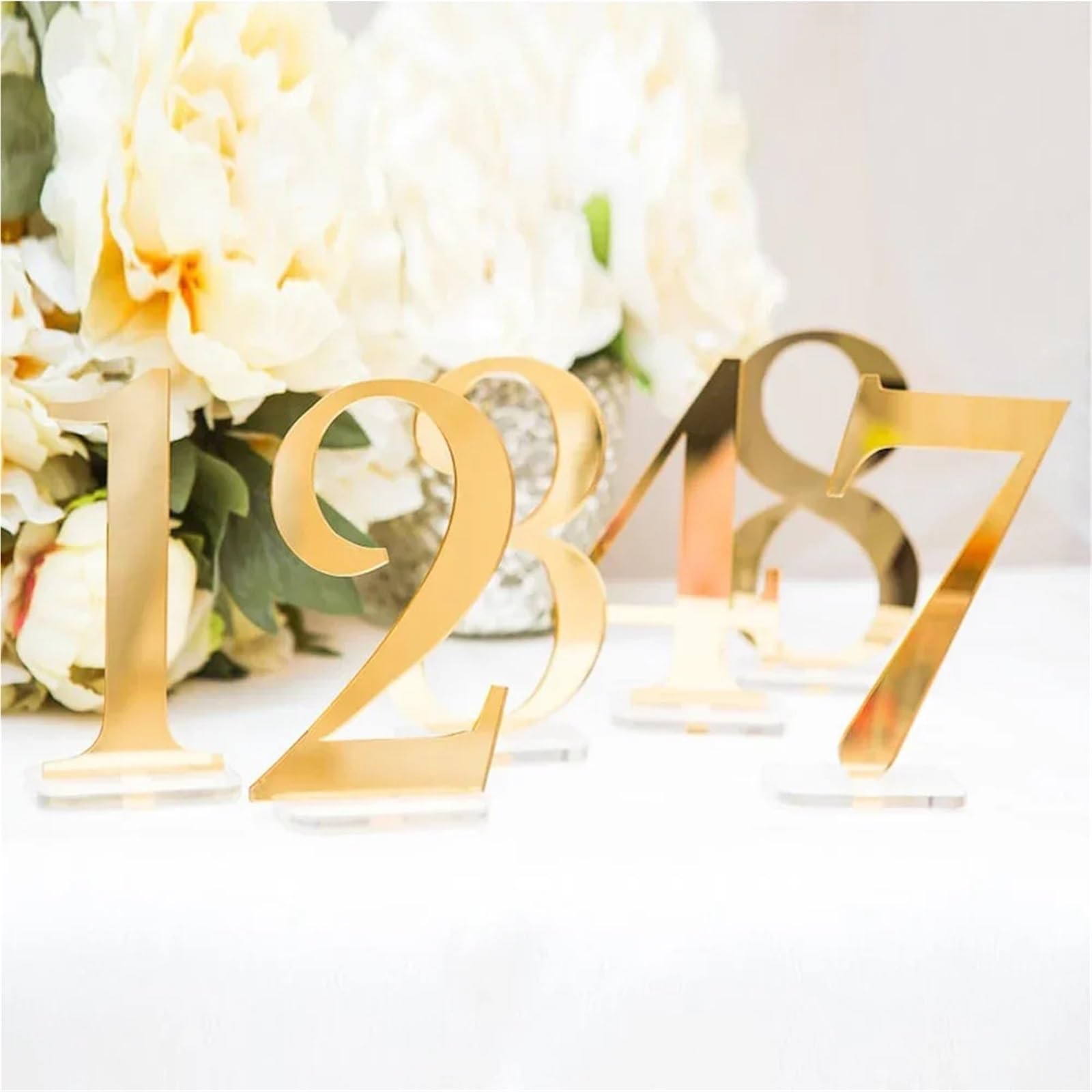 Goldspiegel-Tischnummernschilder for Hochzeiten, 3D-Dekor mit Ständer Für Restaurants(Number 21-25)