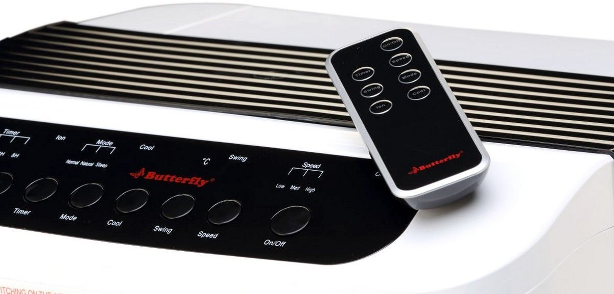 Hornað view of Butterfly Eco Smart Plus 25-Litre Air Cooler with remote