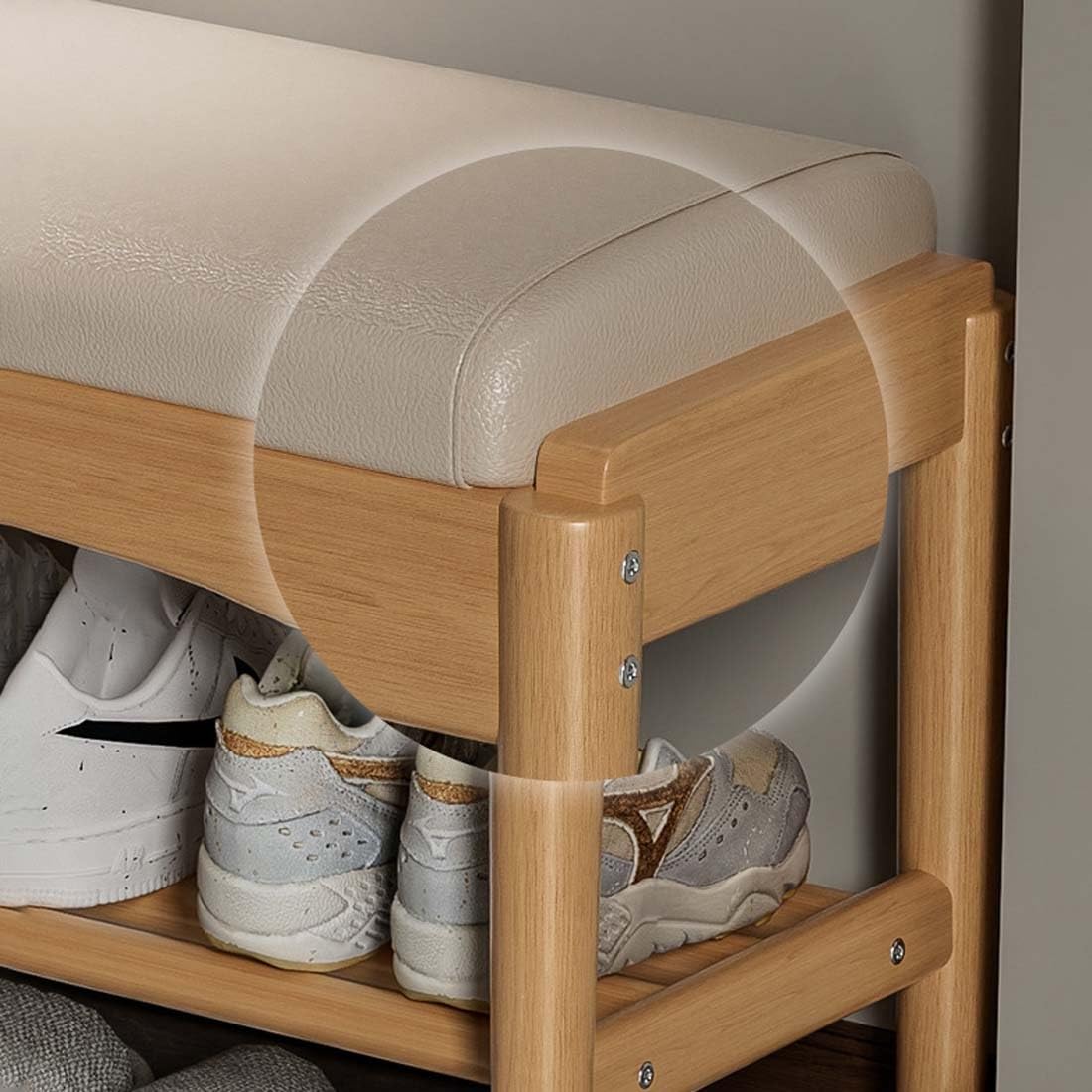 2-poziomowy stojak na buty z kushem TopEntryway Sto Bench nizer do salonu, przedpokoju i sypialni 45 cm - obuwie Sto Solut