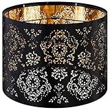 GO&SO Drum Black Lamp Shades 13 Inches - Industrial Laser Cut Floral Design Linen Fabric Lamp Shade, Barrel Replacement Lampshades For Table Lamps,For Floor Lamps, Assembly Required, E26 Spider