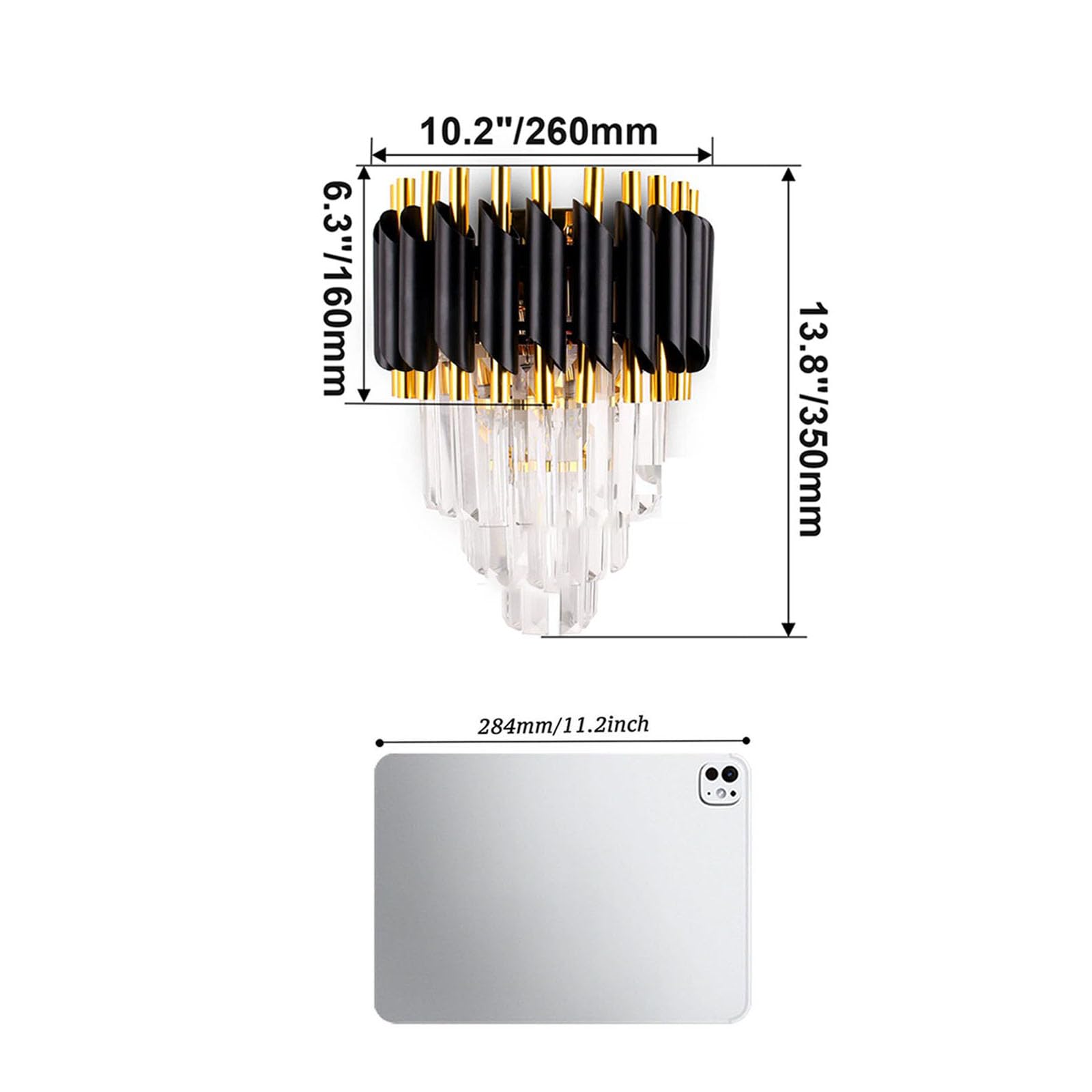 FRIXCHUR Lampe murale en cristal lampe murale noire moderne lampe murale chambre lampe de chevet salon couloir salle de bains veilleuse…