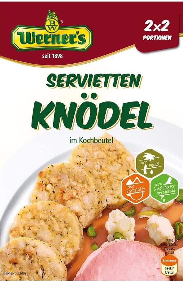 Werner Serviettenknödel im Kochbeutel Klassische Knödelbeilage Ohne Palmöl ohne Geschmacksverstärker & ohne Farbstoffe