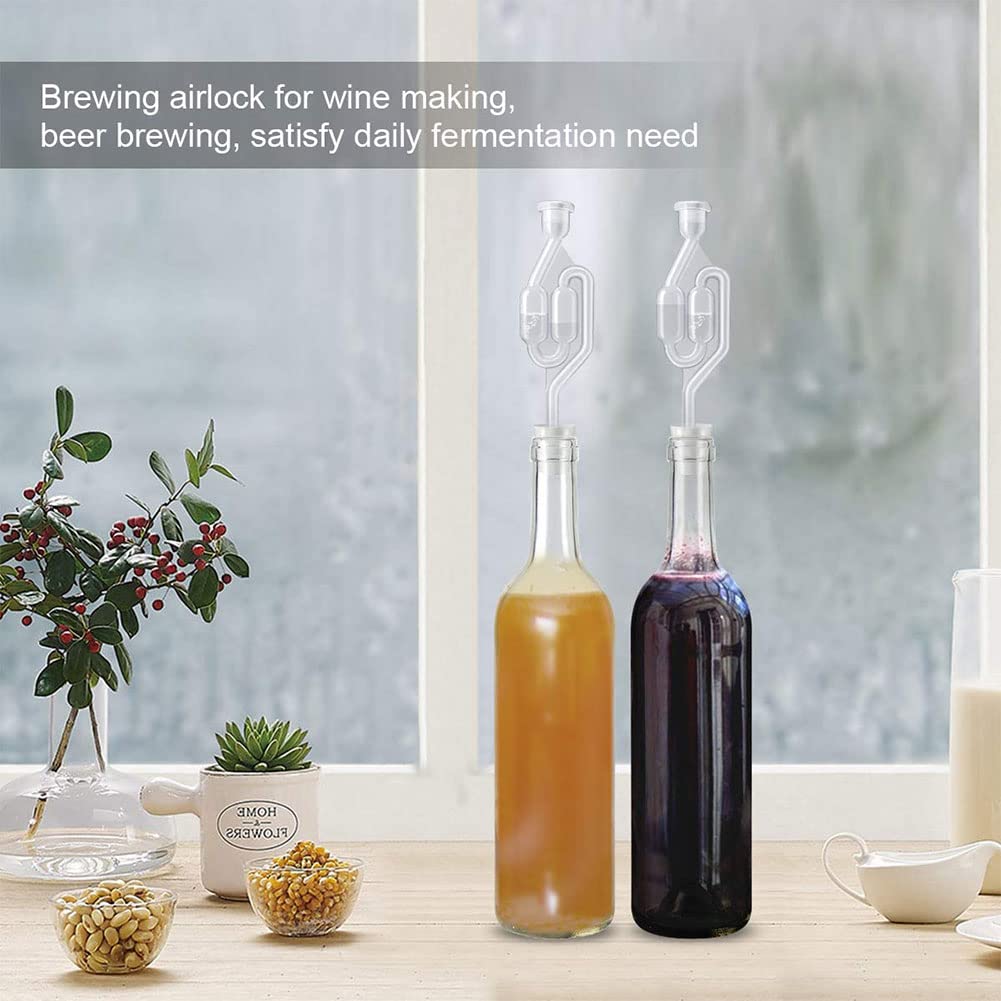 Kiuiom Tubes De Fermentation,Airlock Bubbler,Bonde De Fermentation,Fermentation Airlock 3PC Barboteur Fermentation pour Fabrication de Vin de Bière à Domicile Bubbler avec Couvercle
