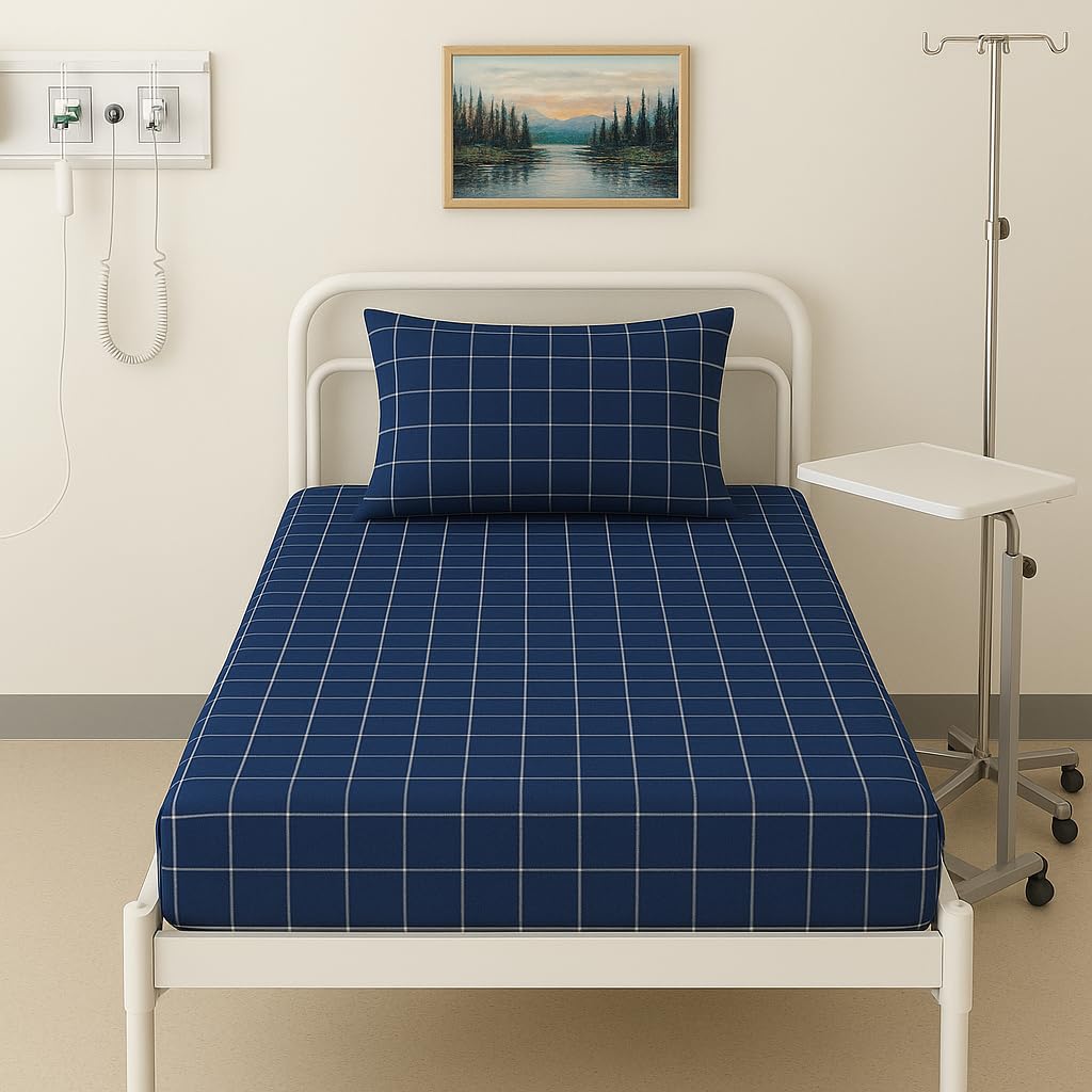 HOUSE FOX® Hospital BedSheet for Clinic | Nursing Home | Diagnostic Centres | Home Care | Single Size 88x60 Inch with Pillow Cover | Thick Breathable Cotton | Fast Colour-image-25