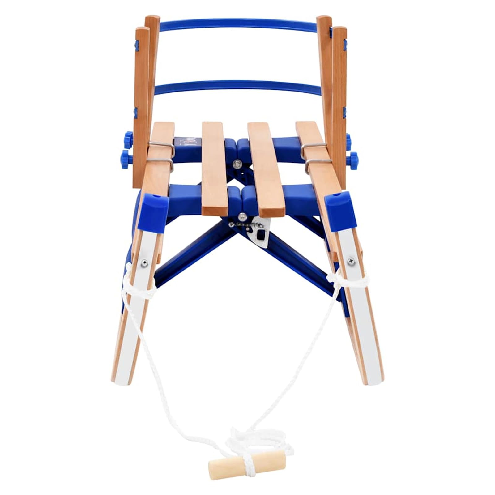Gecheer Slittino da neve pieghevole in legno, con schienale, 119 cm, leggero e resistente, con blocco di sicurezza e guide in metallo, per famiglie e appassionati di sport invernali