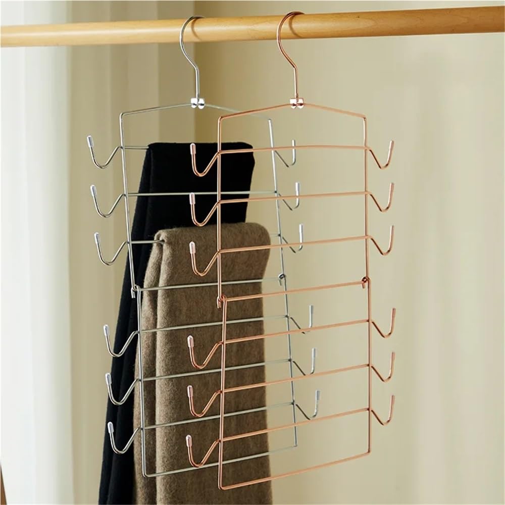 Percha de Metal Plegable de 6 Capas, giratoria, for Ropa Interior, Bufandas, sin Costuras, for Almacenamiento y Secado(Rose Gold)