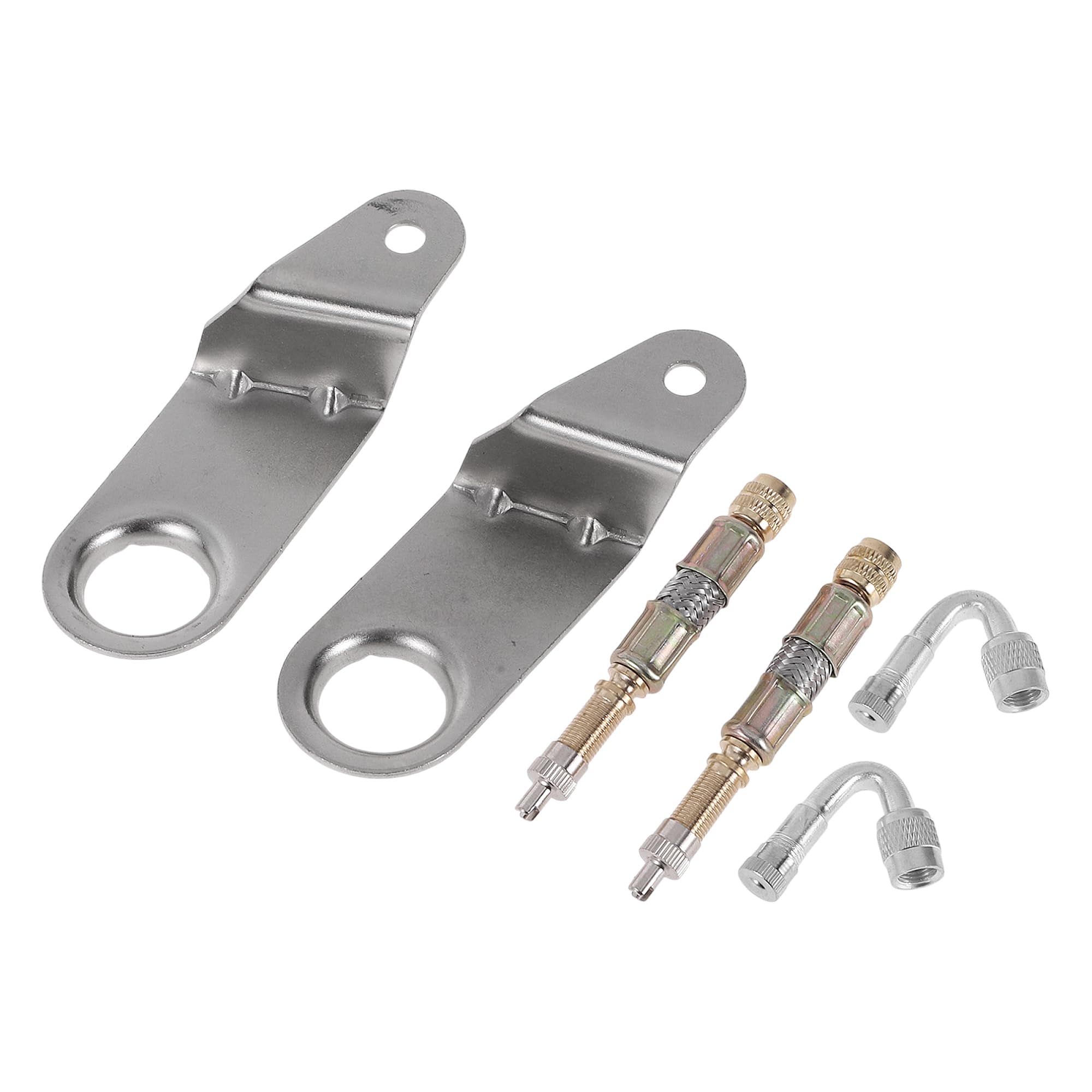 Motoforti 1 Set 45 Degree Copper Tire Valve Extension with Universal Stainless Steel 75mm Tyre Valve Inflation Adapter for Car Motorcycle RV Truck Bike