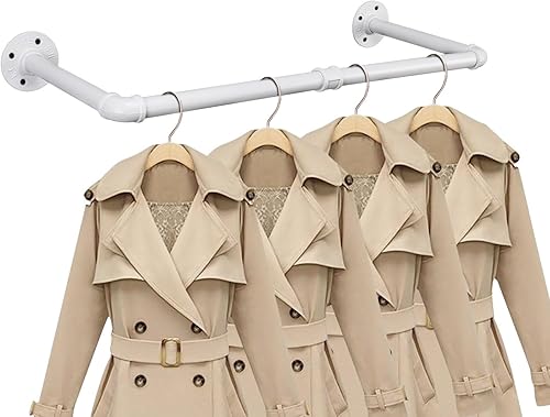 Jeasor Barra de hierro industrial para colgar ropa, para colgar ropa, para montar en la pared, perchero resistente para dormitorio, cuarto de