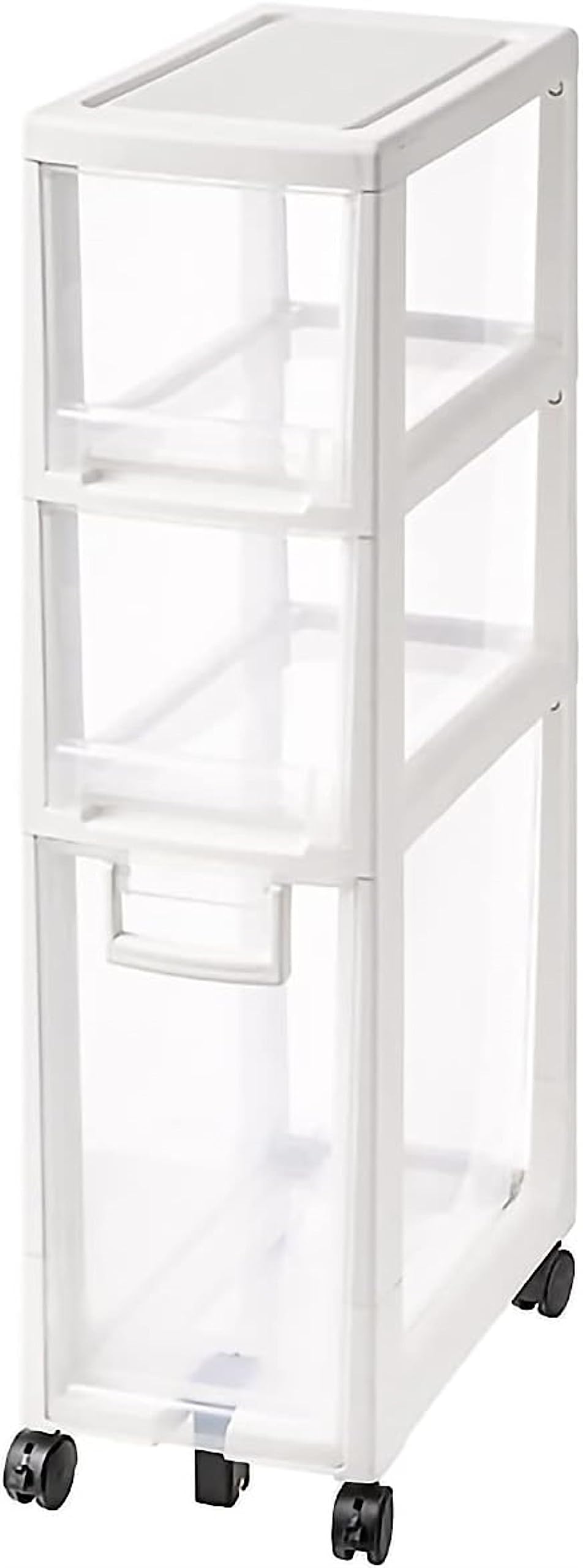 AYCDL Compact Dark Brown Bathroom Cabinet with 2-4 Stackable Drawers Space-Saving Storage Solution for Small Spaces Stylish and Functional nizer.,White-3 Tier