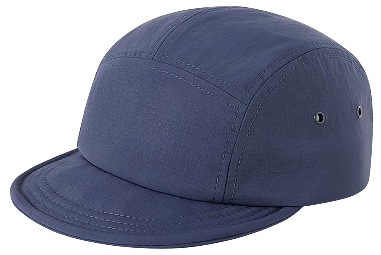 COOLSOME 5 Panels Hat Quick Dry Drawstring Airy Breathable Flat Bill Cap Curled Roll-Brim hat