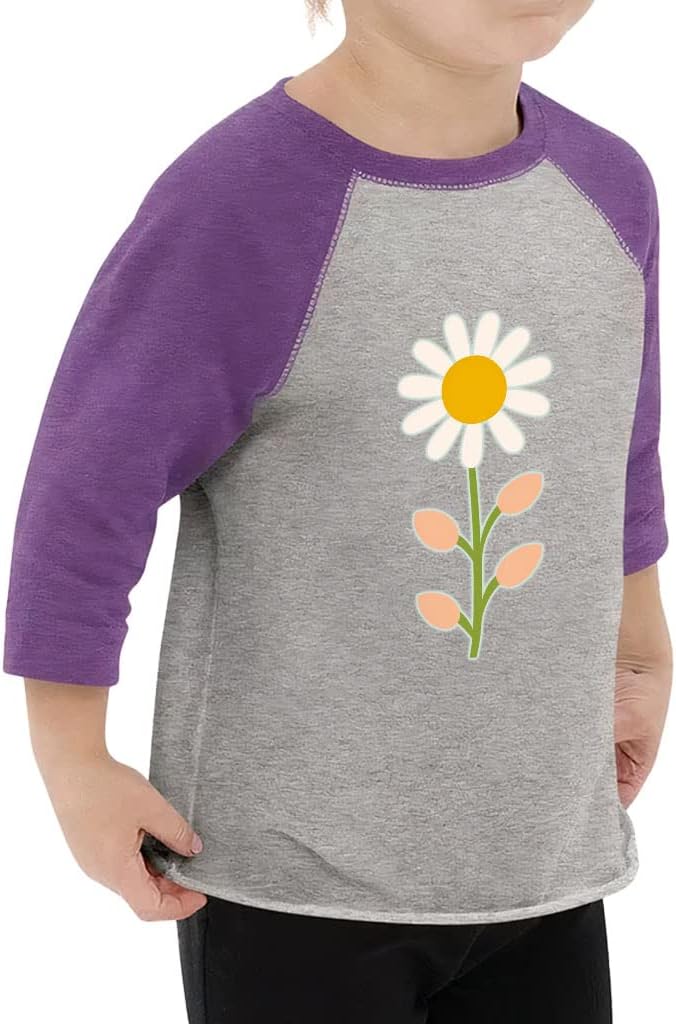 Cute Daisy Toddler Baseball T-Shirt - Cartoon 3/4 Sleeve T-Shirt - Cool Kids' Baseball Tee