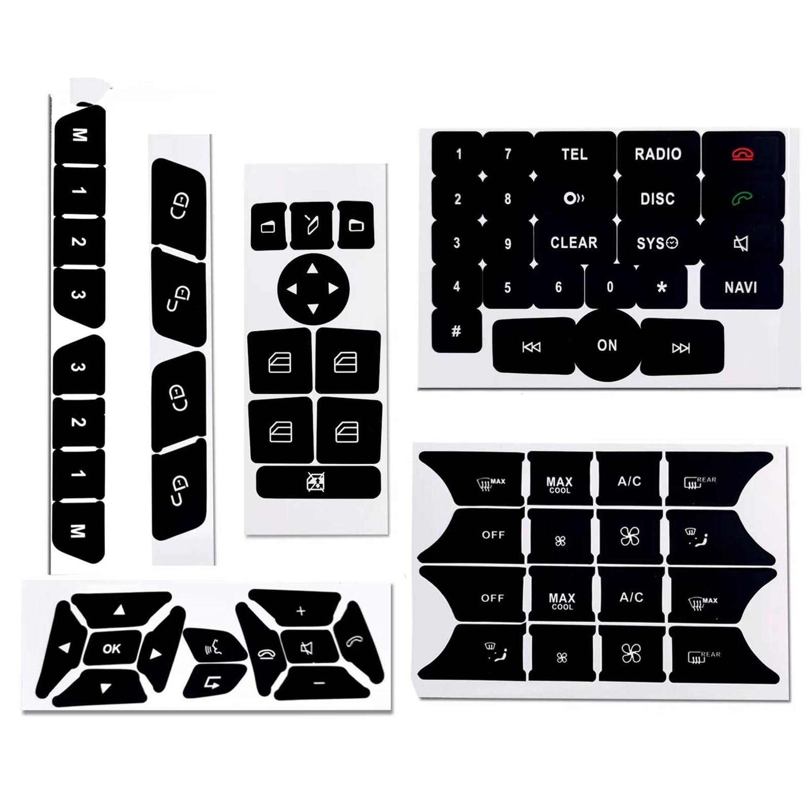 Button Trim Compatible with Benz GLK350 C Class CLS C218 SLK W172 W204 W207 W212 W218 Car Button Stickers Suitable for Center Console Power Windows Steering Wheel