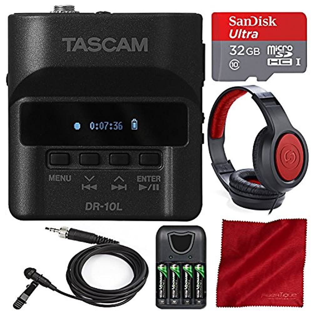 Amazon.com: Tascam DR-10L Digital Audio Recorder Lavalier Mic 32GB SD Card,  Samson Headphones Deluxe Bundle : Musical Instruments