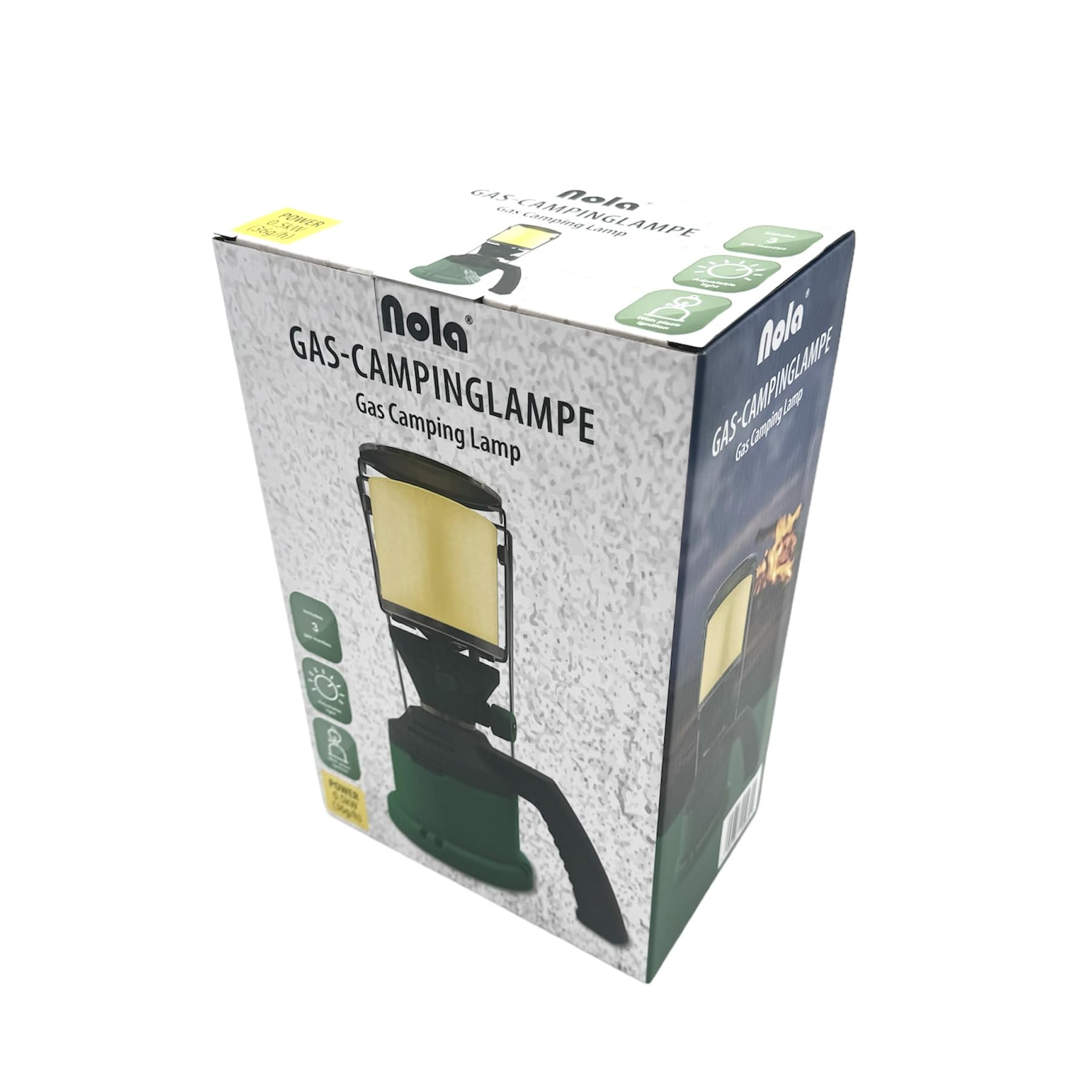 NOLA Lámpara de gas con cartucho de 190 g y 3 calcetines de malla | Lámpara de gas butano para exteriores y camping | Linterna portátil de combustible