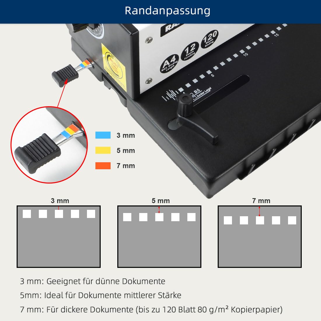 RAYSON Drahtbindemaschine, 34 Löcher, 120 Blatt Binden, TD-1200 | Robuste Metallkonstruktion, Kostenloses Bindematerial im Lieferumfang enthalten