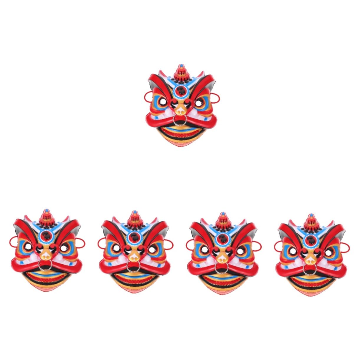 BESTonZON 5 Pièces Masque de Lion Chinois Traditionnel Masque de Danse Fait Main pour Performance Scénique Fête et Cosplay