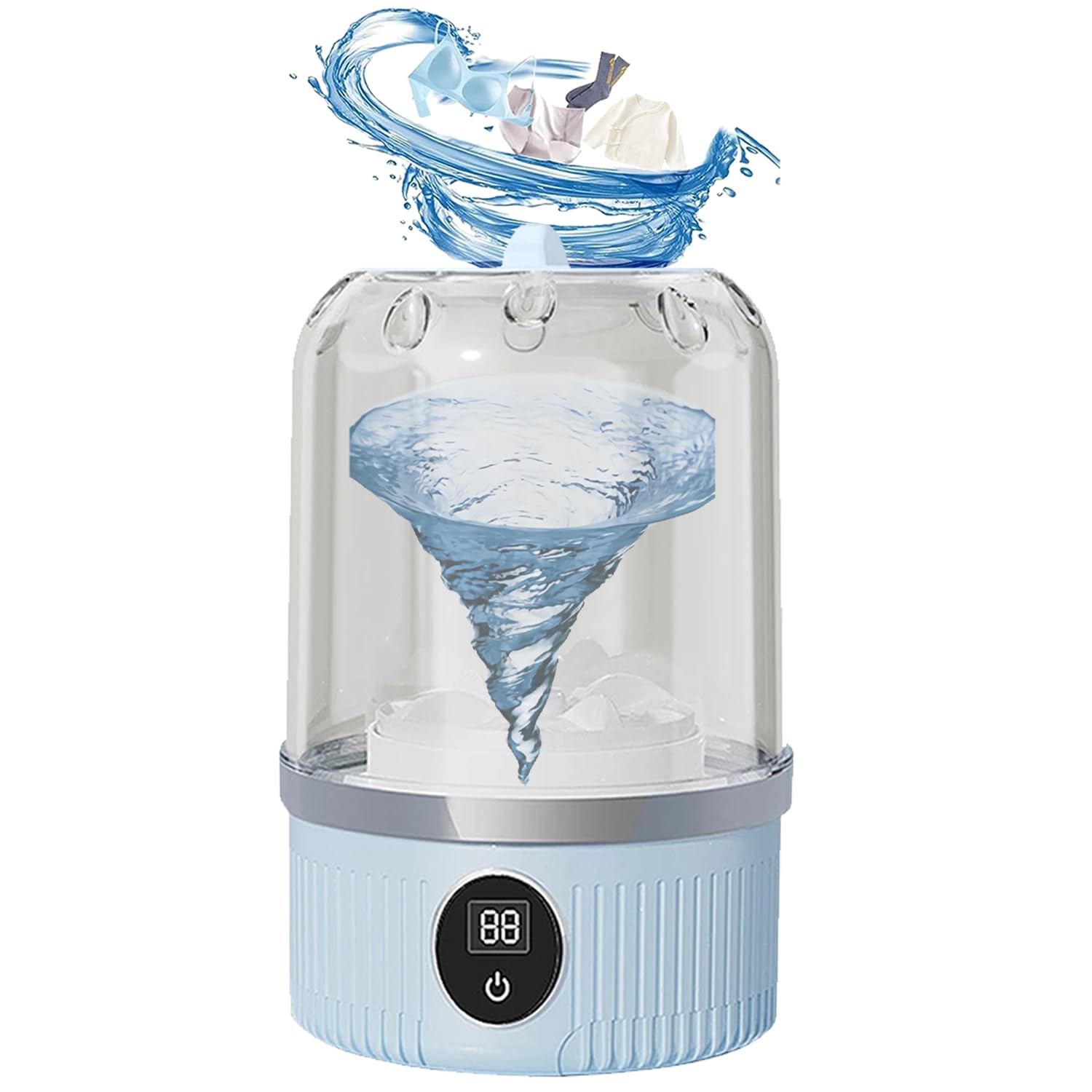 2025 Upgraded Portable Mini Washing Machine For Travel,underwear washer - Deep Clean Socks, Underwear, Baby Clothes, for Home, Apartment, RV -USB Charging (Blue)