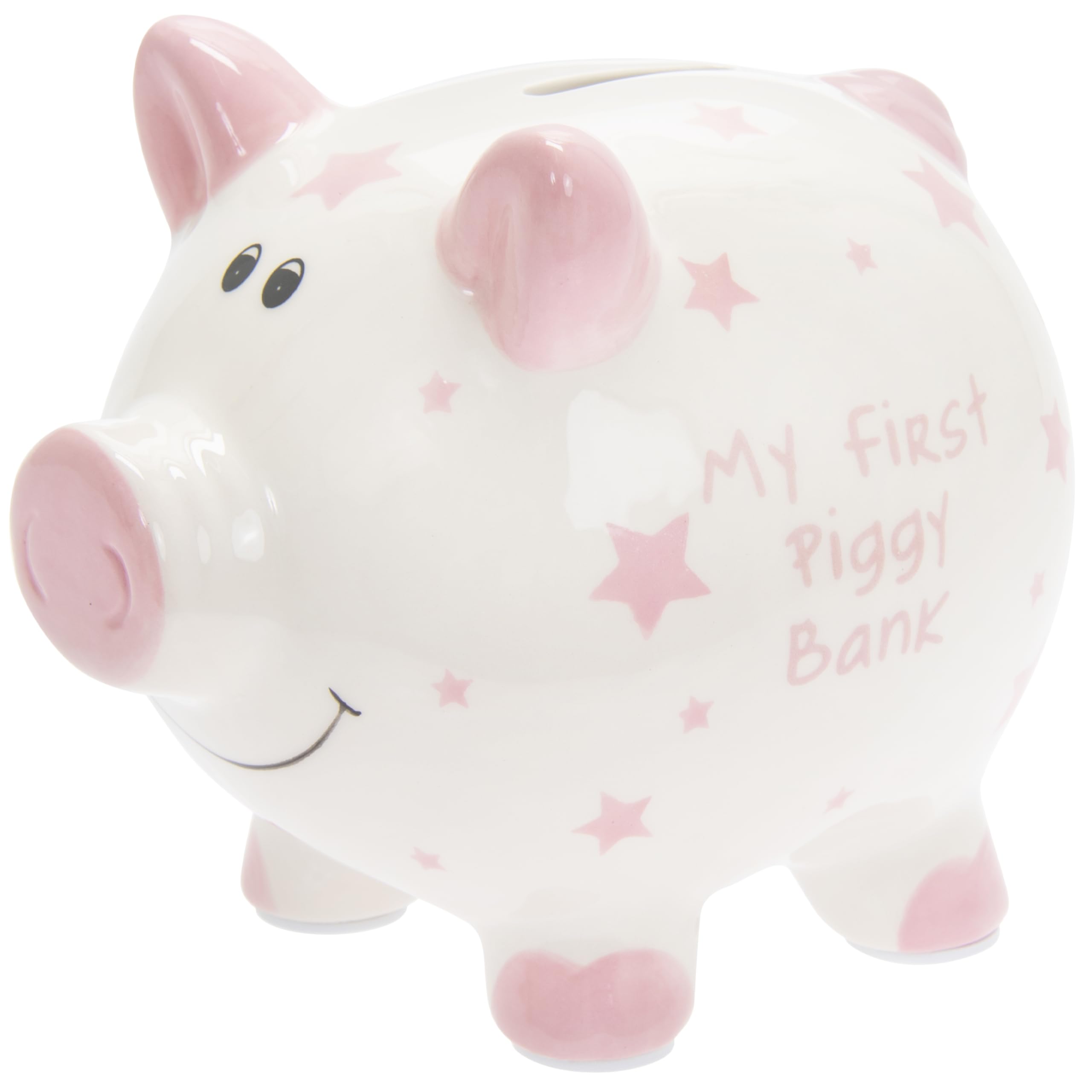 L & P Home & Gifts Pink 1 Lesser & Pavey My First Piggy Bank Pink Large For Savings | Lovely Money Box For Money Saving Challenge | Money Tin Or Money Saving Box For Adults | Ideal Money Safe & Piggy Bank For Kids