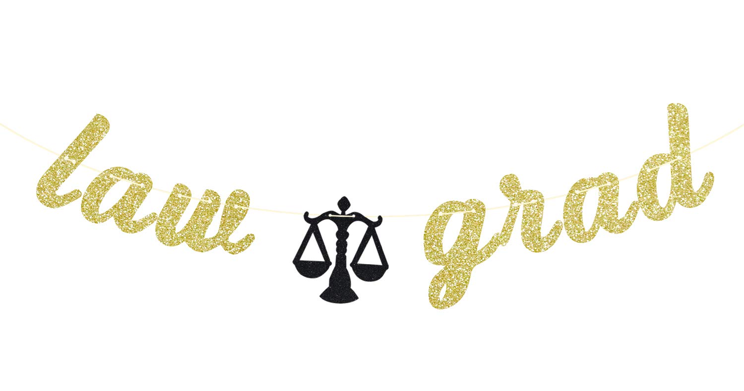 LOVELY BITON Law Grad Banner, Born to Argue, Congrats Lawyer Gard Decorations 2025, Glittery Class of 2025 Law School Graduation Party Decorations(Gold and Black)