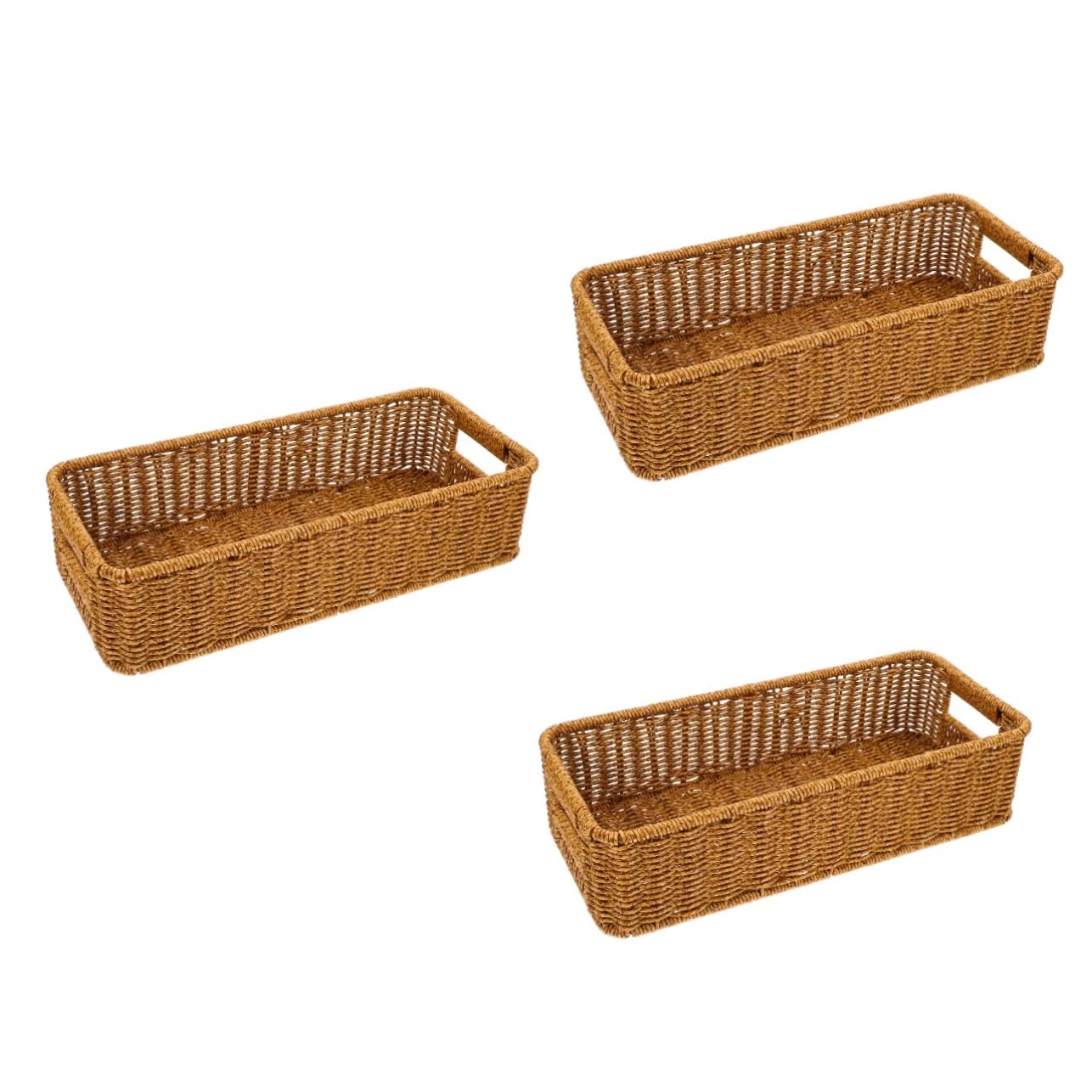 PRETYZOOM 3 Piezas Cesta De Cubiertos De Ratán Organizador De Cubiertos De Cajón Cestas Tejidas Cajón De De Encimera Canastas Nido Decorativas Cubertero De Mimbre Ratán De Plástico