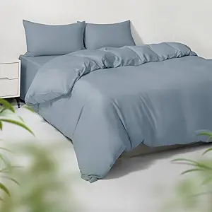 Twin/Twin XL Duvet Cover Set, 100% Viscose Derived from Bamboo, 2 Pieces, 1 Zipper Closure Duvet Cover (70"x90") and 1 Pillowcases (20"x30") Cooling & Silky Soft (Mineral Blue)