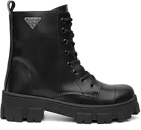 Bota Feminina Coturno Com Zíper Lateral Blogueira Solado Tratorado Leve e Macio